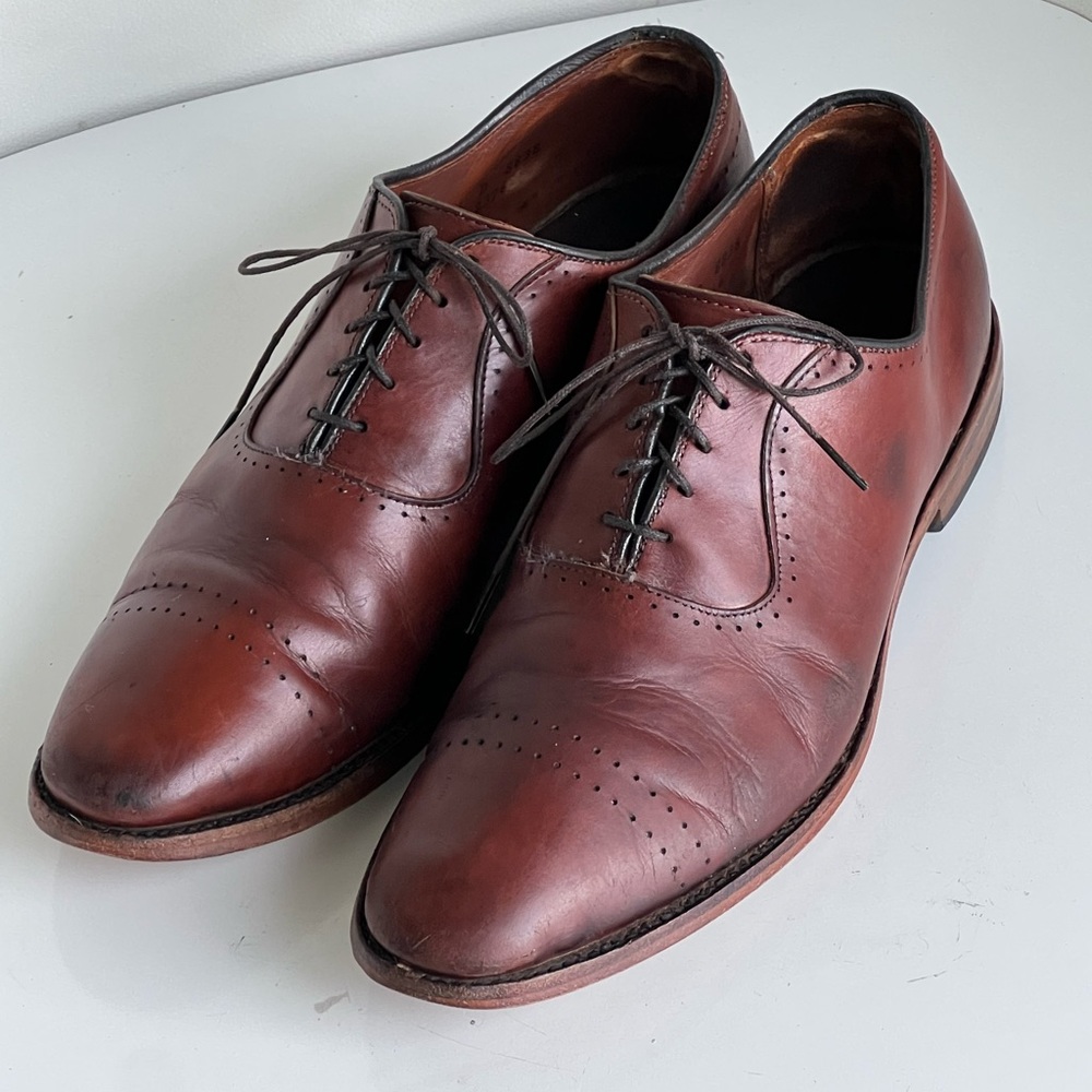 Allen Edmonds Men 11.5 D US Vernon Cap Toe Perf Saddle Brown USA Made 8838
